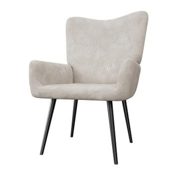 Oorfauteuil / Relaxfauteuil Odense - Beige - Corduroy Stof, Huis en Inrichting, Fauteuils, Verzenden, Nieuw