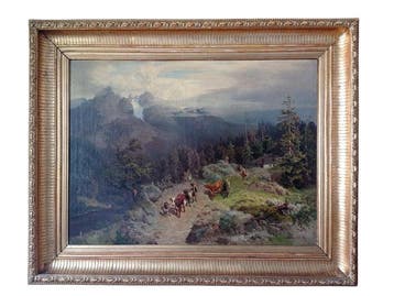 Amelia von Schwerin (1819-1897) - Pejza górski z bydem