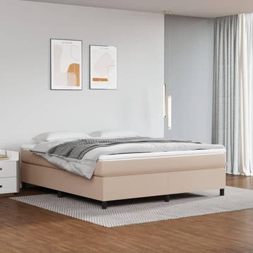 vidaXL Boxspring bed kunstleer cappuccinokleurig 160x200 cm, Huis en Inrichting, Overige materialen, Bruin, Verzenden, 200 cm
