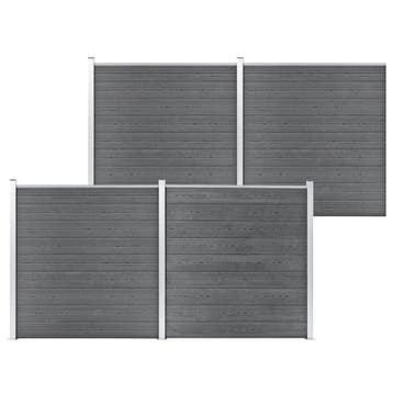 vidaXL Schutting 699x186 cm HKC grijs, Verzenden, Nieuw, Kunststof, 1 tot 2 meter