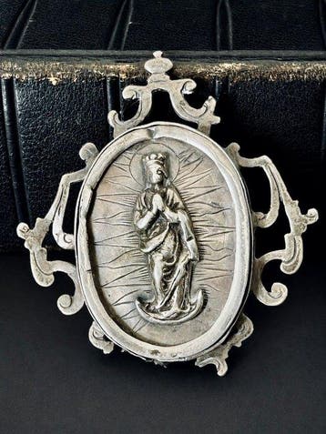 Zilver - Hanger - Devotiemedaillon, Antiek en Kunst