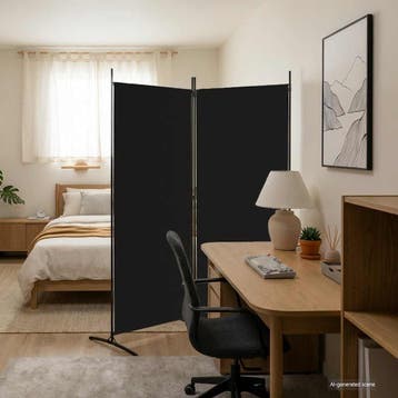 vidaXL Kamerscherm met 2 panelen 175x180 cm stof zwart, Verzenden, Nieuw