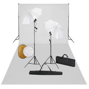 vidaXL Fotostudioset met lampen, paraplus, achtergrond en, Verzenden, Nieuw