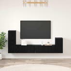 vidaXL Wand tv-kast Wandgemonteerd 3 pcs Zwart Eiken Bewerkt, Minder dan 50 cm, Verzenden, Nieuw, Minder dan 100 cm