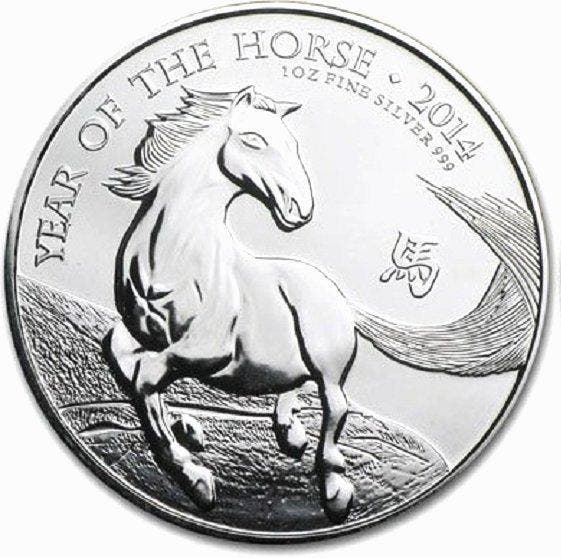 Verenigd Koninkrijk. 2 Pounds 2014 Year of the Horse .999, Postzegels en Munten, Munten | Europa | Niet-Euromunten