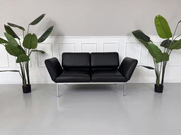 Brühl Roro Small Designer Leder Zwart Bank Slaapbank, Tweepersoons, Leer, Ophalen of Verzenden, Zo goed als nieuw