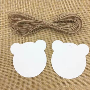 10 beren kaartjes met jute touw wit, zwart of bruin, Hobby en Vrije tijd, Verzenden, Nieuw