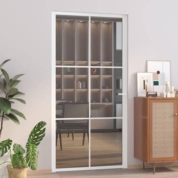 vidaXL Binnendeur 102,5x201,5 cm ESG-glas en aluminium wit, Verzenden, Nieuw