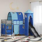 vidaXL Loftbed voor Kids Zwart en Blauw 75 x 190 cm Metaal, Verzenden, Nieuw, Zwart, Metaal
