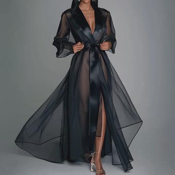 Lange Organza Kimono Jurk met Split - Bruids & Feest, Verzenden, Nieuw