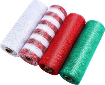 Decomesh metallic rood wit streep 26 cm rol 9 meter voor, Ophalen of Verzenden, Nieuw