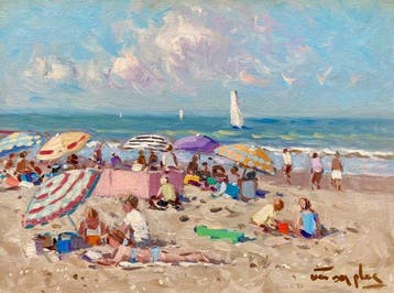 Niek van der Plas (1954) - Dagje aan het strand.