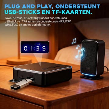 Bluetooth Transmitter &amp; Receiver 3 in 1 - BT 6.0 - 3.5MM, Ophalen of Verzenden, Zo goed als nieuw