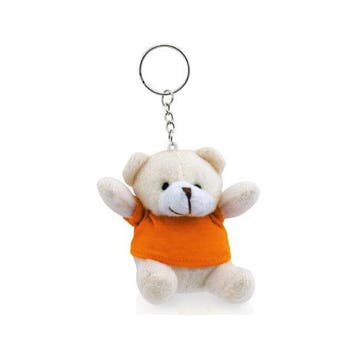Pluche teddybeer sleutelhanger - oranje - 8 cm - knuffel, Verzenden, Nieuw