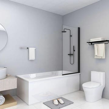 vidaXL Douchewand 68x130 cm ESG zwart, Doe-het-zelf en Verbouw, Sanitair, Verzenden, Nieuw