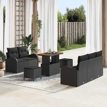 vidaXL Tuin Sofa Set met kussen met opslag met kussen 8 pcs, Verzenden, Nieuw, Rotan, 8 zitplaatsen