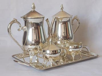 Koffie- en theeservies (5) - Rococo Foliage - Metaal