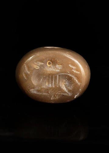 Sasanian Lichtbruine agaat Zegel met viervoeter (Zonder