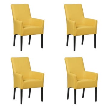 Set van 4 Leren eetkamerstoelen Just met armleuning -, Huis en Inrichting, Stoelen, Ophalen of Verzenden, Nieuw, Leer