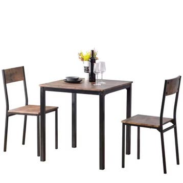 Nieuwe Vintage Eetkamerset – Compacte Eettafel met 2 Stoelen, Verzenden, Nieuw, Tot twee personen, Vierkant