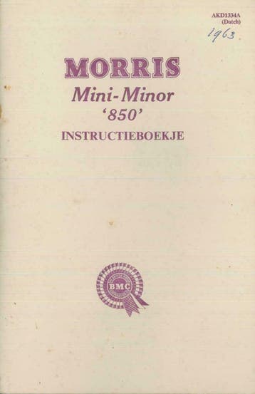 1963 Morris Mini-Minor 850 Instructieboekje Nederlandstalig, Auto diversen, Handleidingen en Instructieboekjes, Verzenden