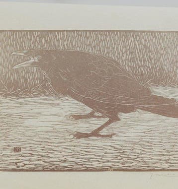 Jan Mankes (1889-1920) - Schreeuwende Kraai in donkerbruin