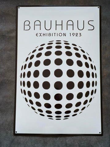 Bauhaus - enamel sign BAUHAUS KUGEL Emailschild Emaille, Antiek en Kunst