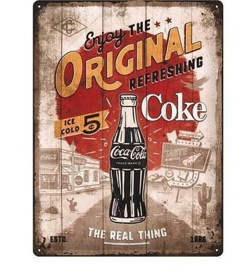 Enjoy the original refreshing coke reclamebord, Verzamelen, Verzenden, Nieuw