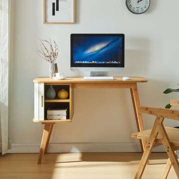 Bureau Tysvær 75x105x48 cm naturel en cremewit [en.casa], Verzenden, Nieuw