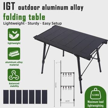 IGT Aluminium Campingtafel - Opvouwbaar, Verstelbaar & Draag, Caravans en Kamperen, Verzenden, Nieuw
