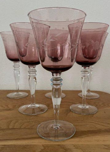 Wijnglas (6) - Kristal - Amethyst