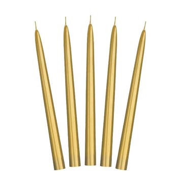 Dinerkaarsen Goud Metallic 24cm (10st), Ophalen of Verzenden, Nieuw