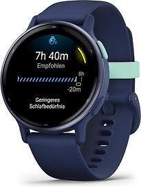 Garmin Vivoactive 5 42 mm blauw met een blauw siliconen, Verzenden, Zo goed als nieuw