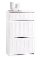 Smalle Witte Schoenenkast met 2 Kleplades en Lade 61x101x26, Verzenden, Nieuw