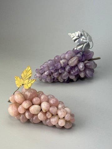 sculptuur, Coppia di grappoli d’uva decorativi - 16 cm -