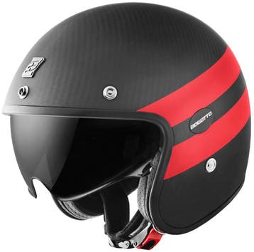 Bogotto V587 Crono Carbon Mat Zwart Rood Jethelm, Motoren, Kleding | Motorhelmen, Jethelm, Nieuw met kaartje, Overige merken, Heren