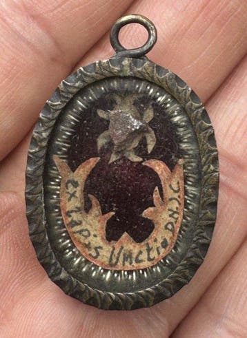 Relikwie - Brons, Glas, Textiel - 1800-1850 - Zalfsteen van