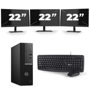 Dell OptiPlex 7080  -   i5-10e  - 8GB  - 256GB  + 3x 22 inch, Computers en Software, Qwerty, Verzenden, Refurbished, Dell
