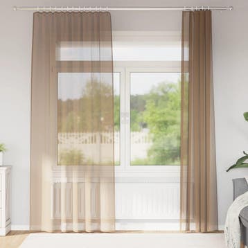 vidaXL Gordijnen voile met roedezakken 2 st lichtbruin, Verzenden, Nieuw, Bruin