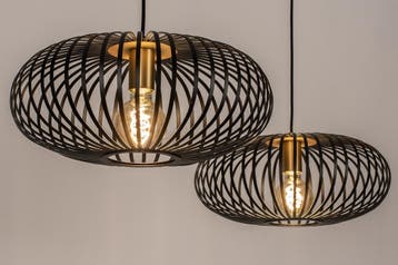 Rietveld Hanglampen - Zwart - Metaal, Huis en Inrichting, Lampen | Hanglampen, Verzenden, Nieuw