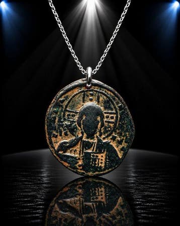 Byzantijns Brons Het Heilige Medaillon Devotionele
