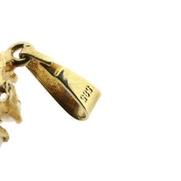 Gouden hanger met bloedkoraal en parel; 14 karaat, Ophalen of Verzenden, Gebruikt, Goud, Overige merken