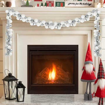 vidaXL Kerstbal Guirlande LEDs Wit en Zilver 186 cm, Diversen, Kerst, Verzenden, Nieuw