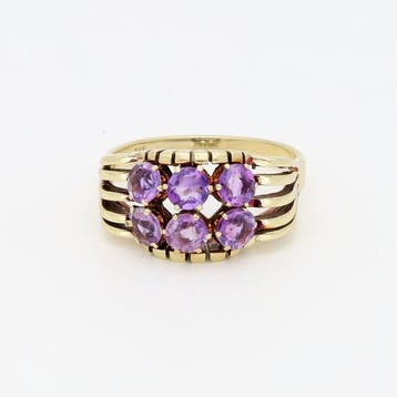 Ring - 14 karaat Geel goud - Amethist, Nieuw