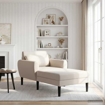vidaXL Chaise longue Havermout Grof geweven fluweel, Verzenden, Nieuw