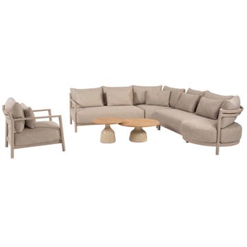 June Mykonos modulaire hoek loungeset 6 delig teak latte 4, Ophalen of Verzenden, Nieuw