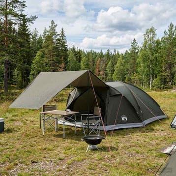 vidaXL Huisje Tent met dak Leger groen 8-persoons Polyester, Verzenden, Nieuw, Tot en met 2