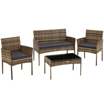 Wicker tuinset Palese voor 4 personen - natuur, Tuin en Terras, Verzenden, Nieuw
