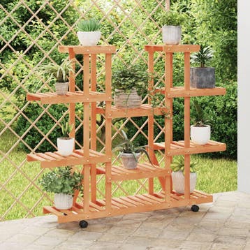 vidaXL Plantenstandaard met wielen 110x25x115 cm massief, Verzenden, Nieuw