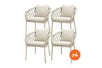 Set van 4 - Sara dining tuinstoelen - Rope/Latte, Verzenden, Nieuw, Overige materialen